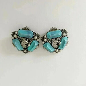 Vintage boho turquoise clip  on earrings Indigenous Inspired